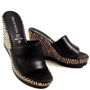 SPACE MODA PHIL GATIÈR BY REPO 🇮🇹 WOMEN'S BLACK LEATHER MULES